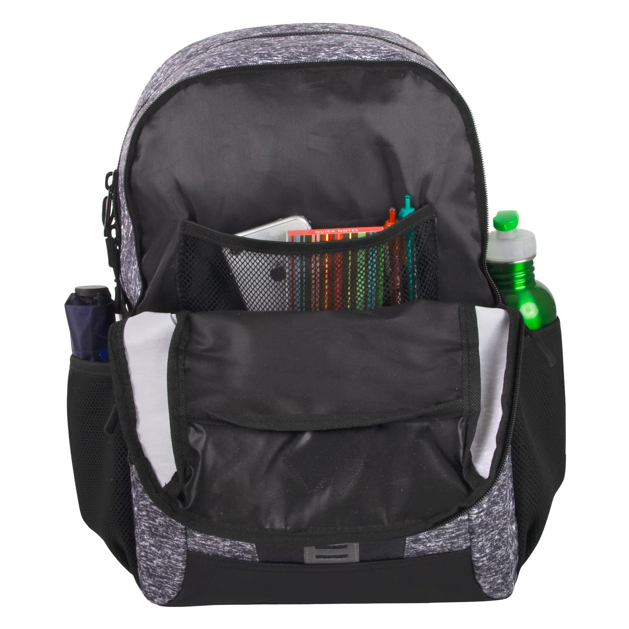 19 Inch Mountain Edge Heather Bungee Cord Backpack With Padded Laptop Section