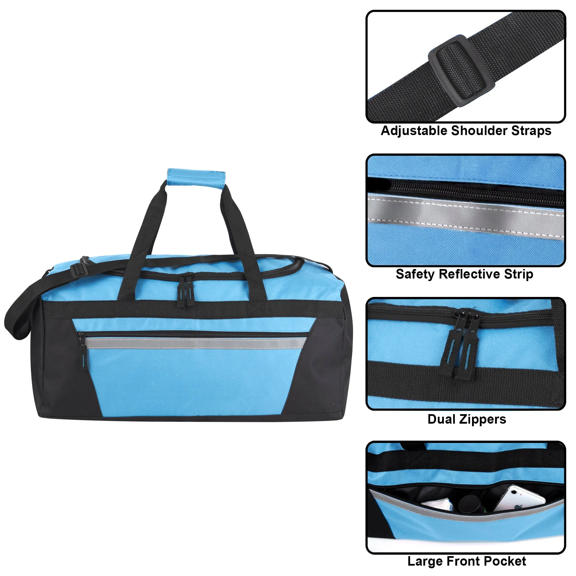 56cm Duffel Bag Large 43L Capacity - Light Blue