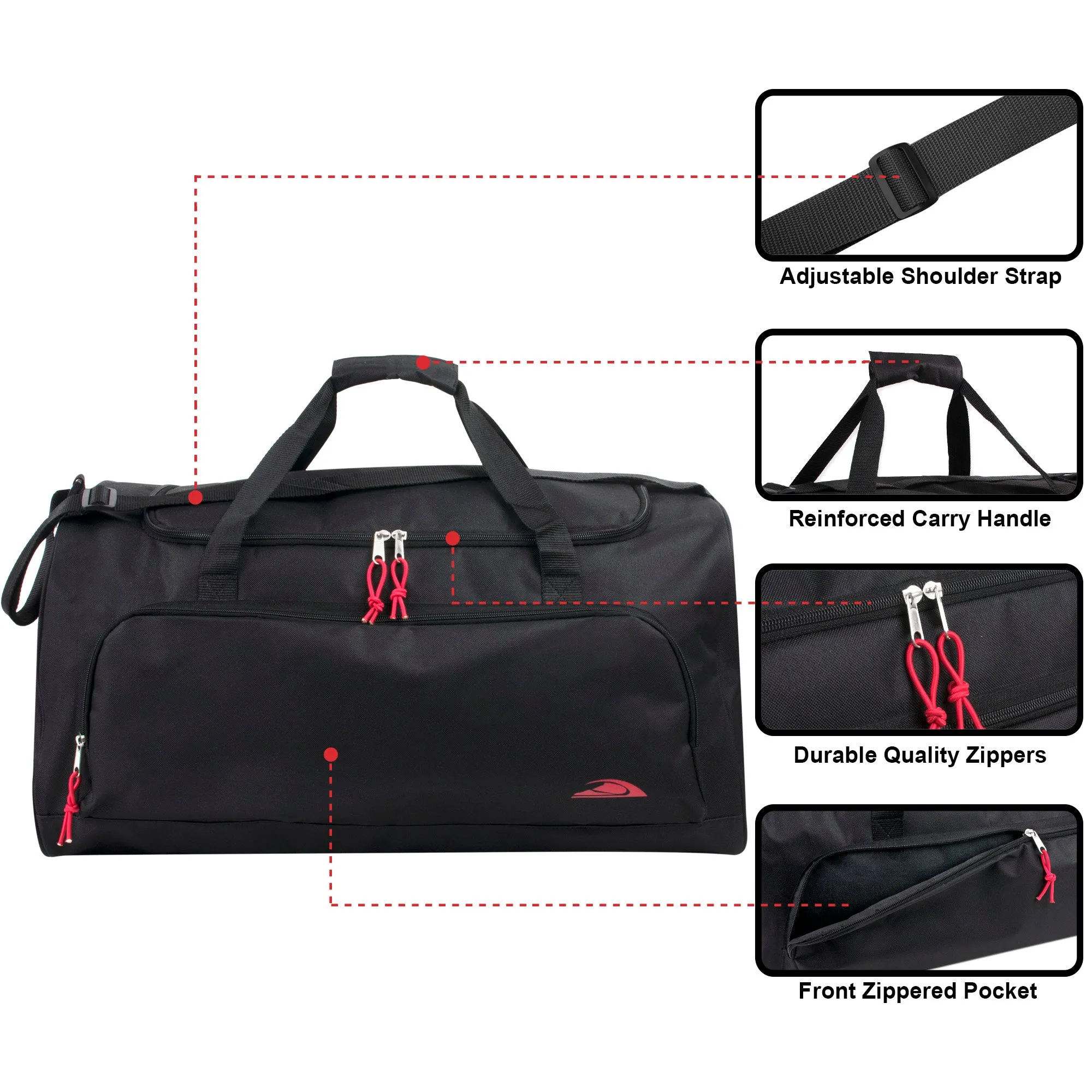 61cm Duffel Bag Jumbo 54L Capacity - Black