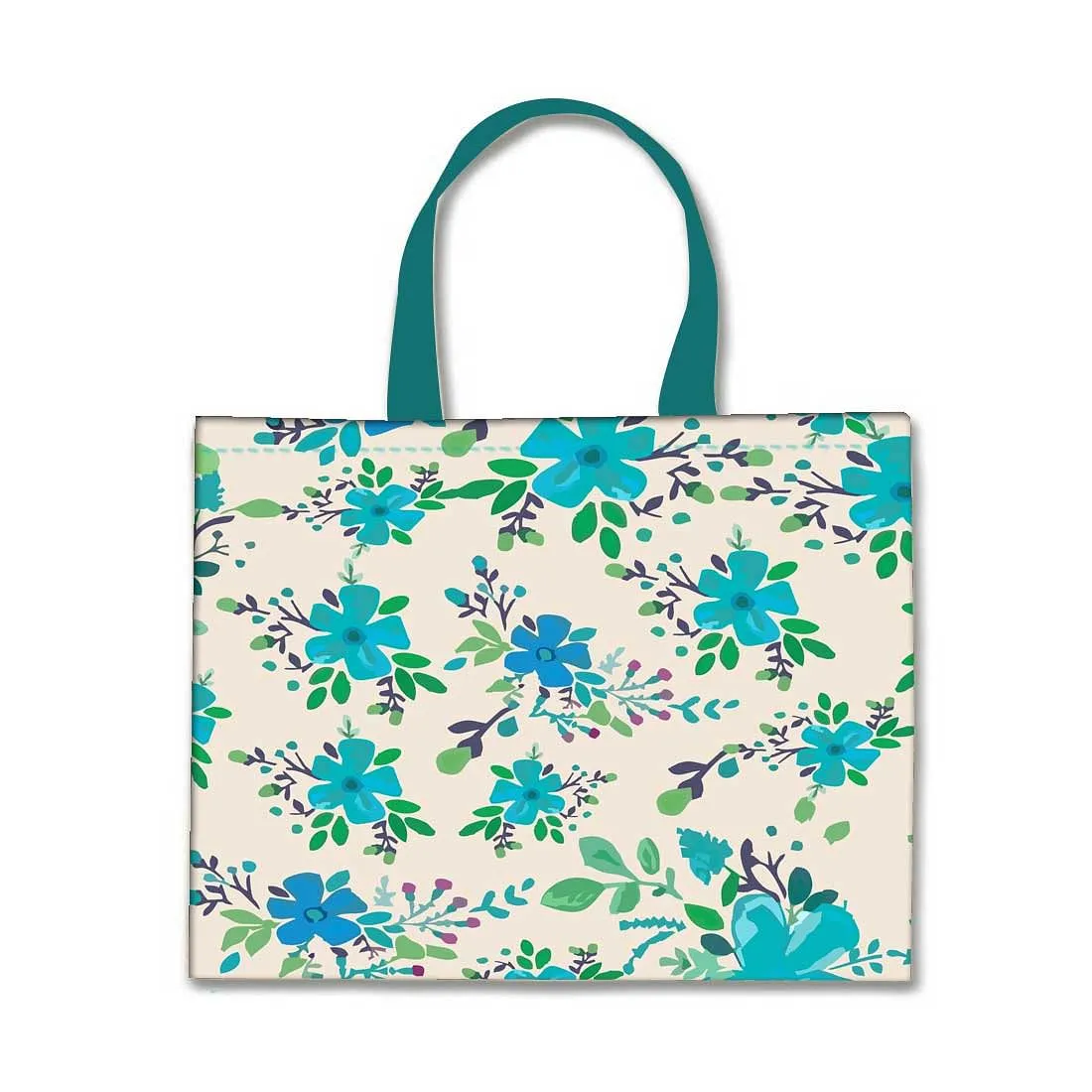 Designer Tote Bag With Zip Beach Gym Travel Bags -  Blue Flower