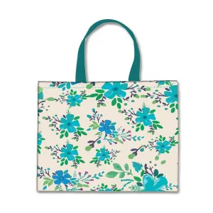 Designer Tote Bag With Zip Beach Gym Travel Bags -  Blue Flower