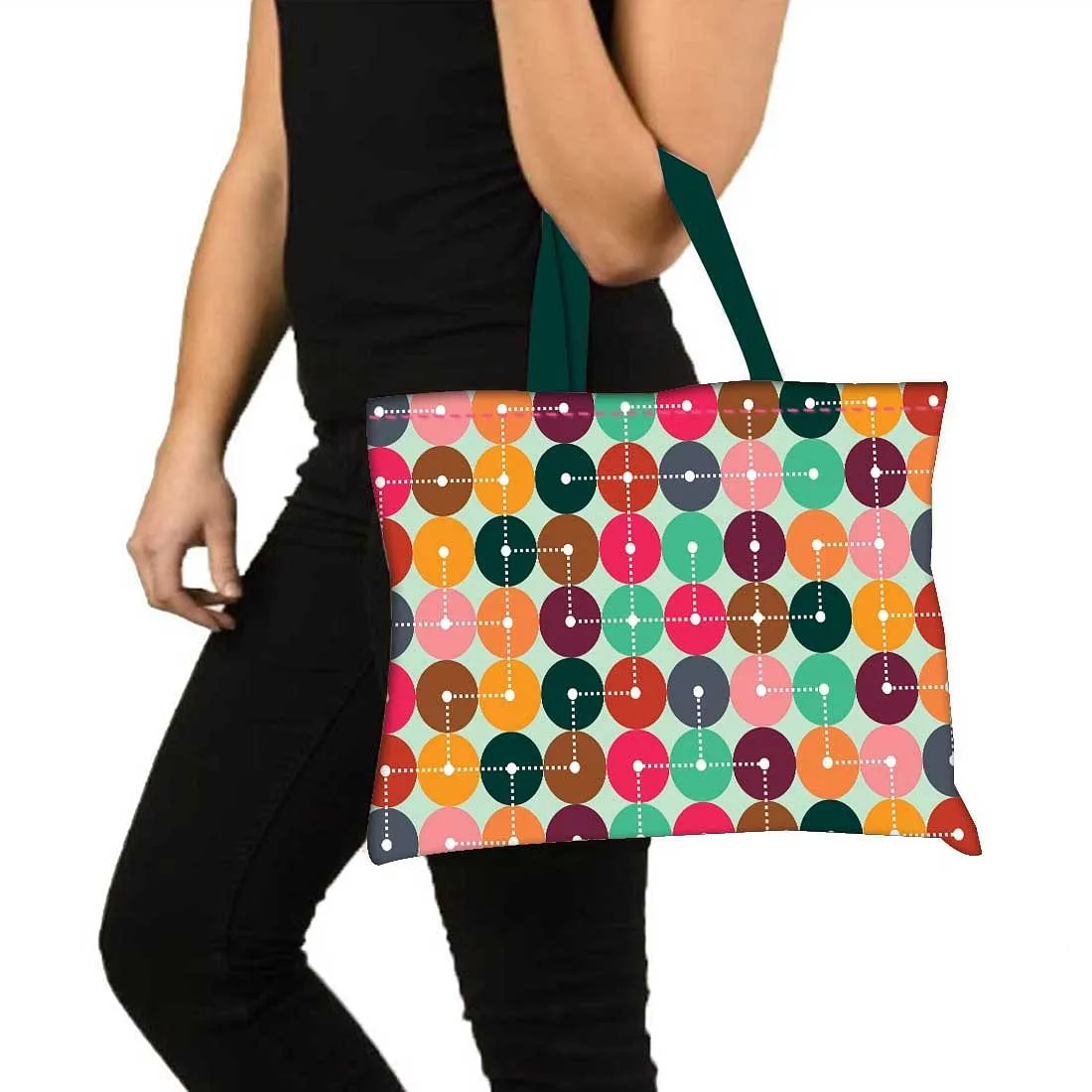 Designer Tote Bag With Zip Beach Gym Travel Bags -  Circle Pattern