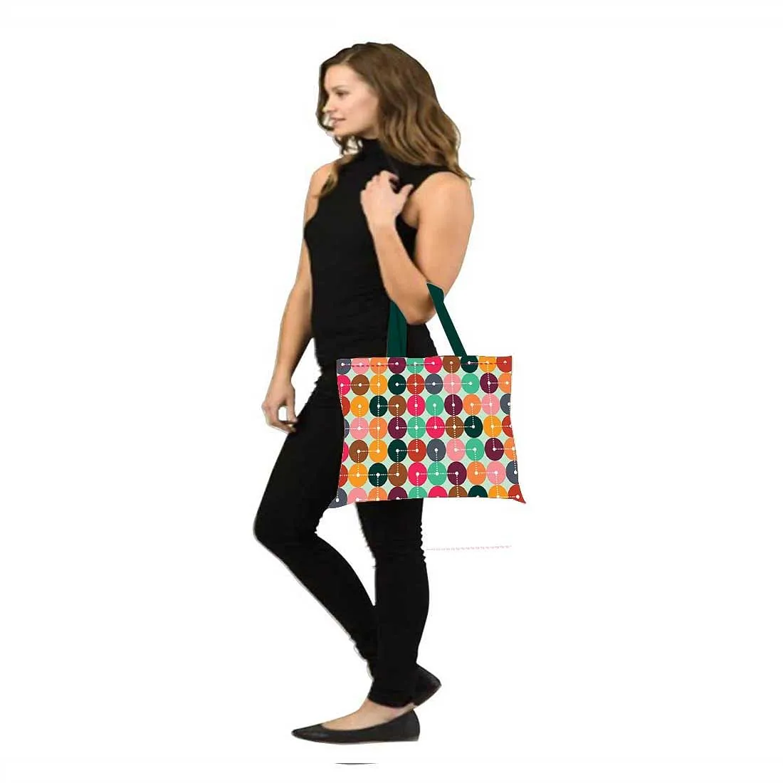 Designer Tote Bag With Zip Beach Gym Travel Bags -  Circle Pattern