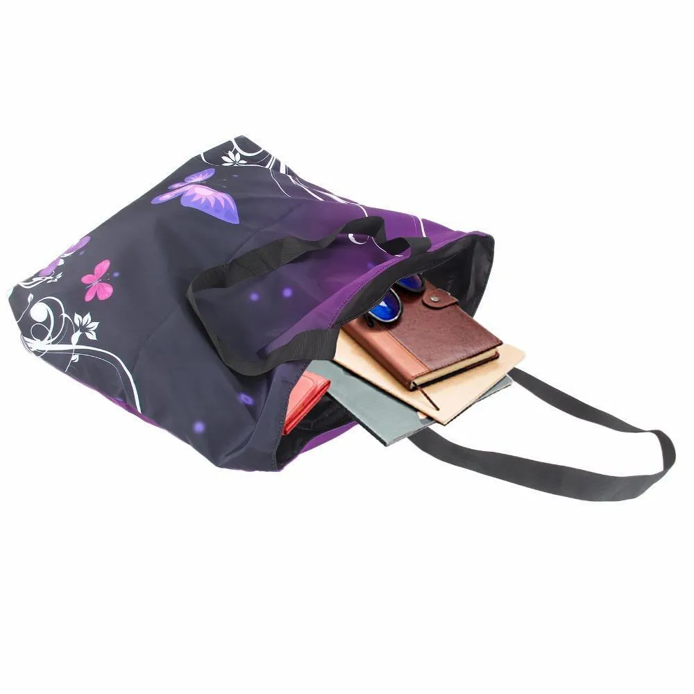 Foldable Purple Butterfly Tote Bag