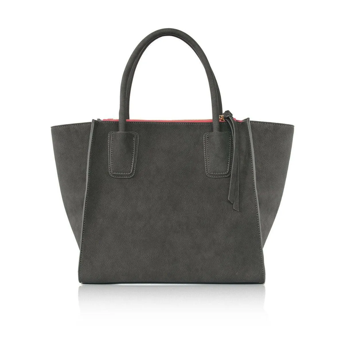 Grey - Demi Winged Faux Leather Bag