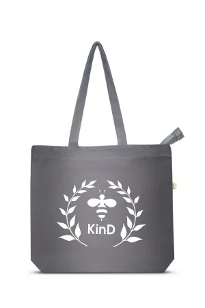 Kind- Premium Cotton Canvas Tote Bag with Zip- Grey