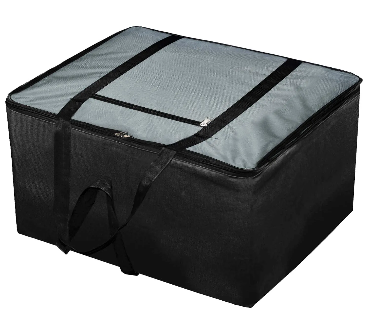 Kuber Industries Large Size Lightweight Foldable Rexine Jumbo Underbed Storage Bag With Zipper And Handle (Grey & Black) (F_26_KUBMART016734)