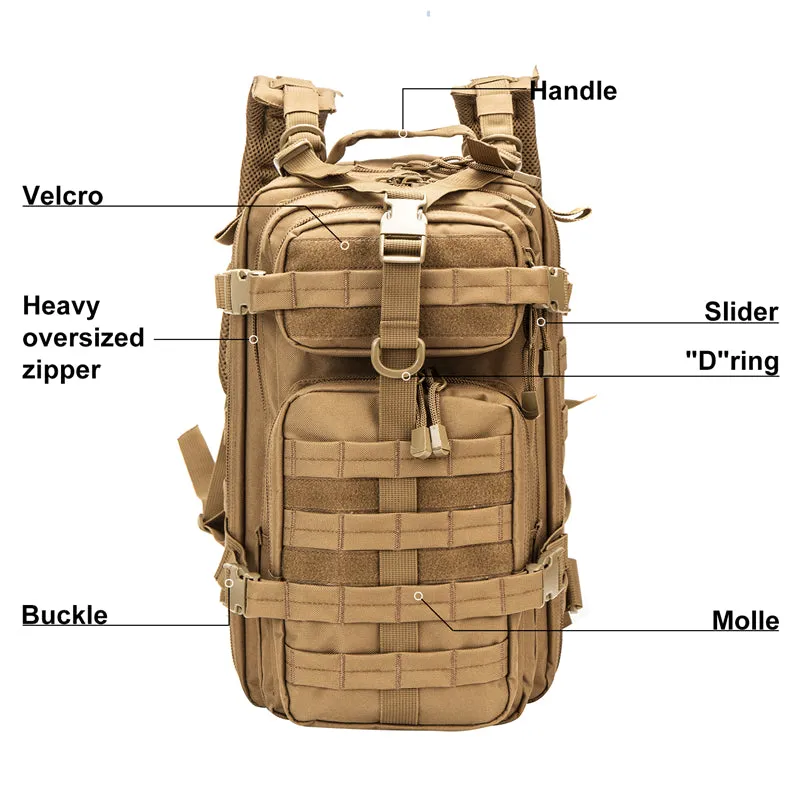 Men Army Military Tactical Backpack 1000d Polyester 30l 3p Softback