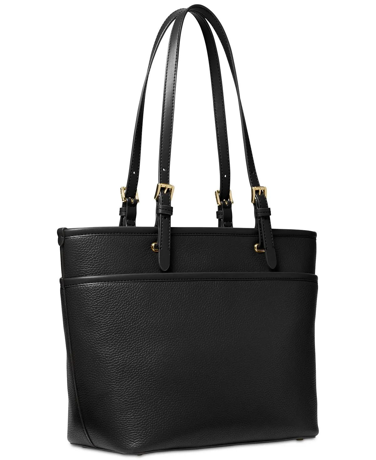 Michael Kors Medium Leather Tote with Zip Pocket and Top, Black