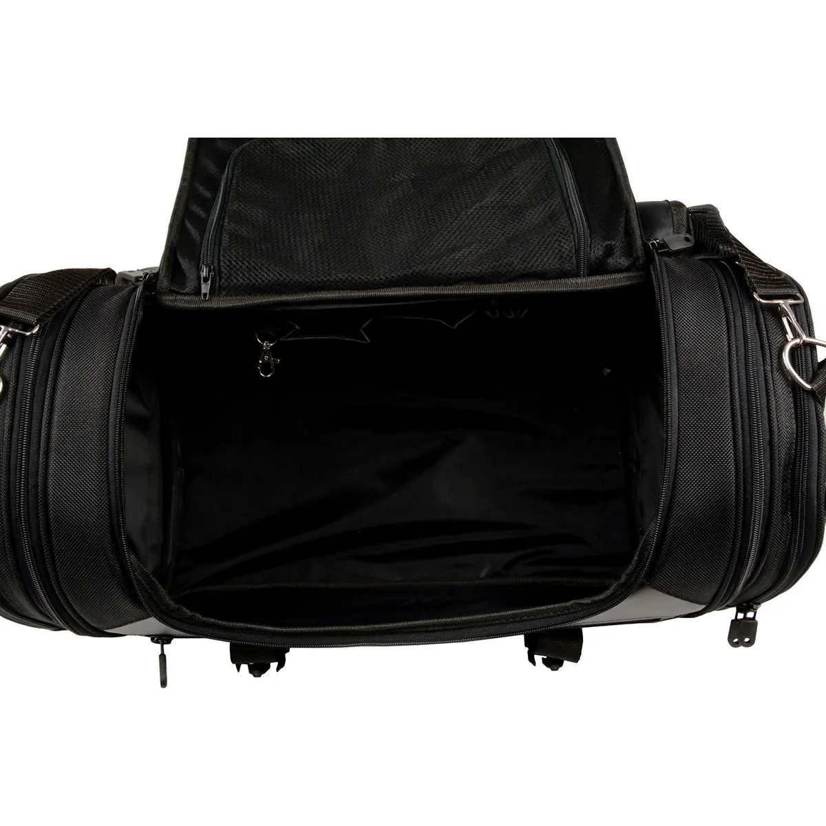 Milwaukee Leather SH694 Large Black Textile and PVC Duffel Style Motorcycle Rack Bag