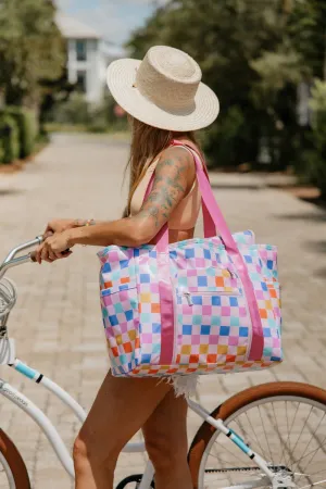 Multicolored Checkered Wholesale Foldable Large Tote Bag