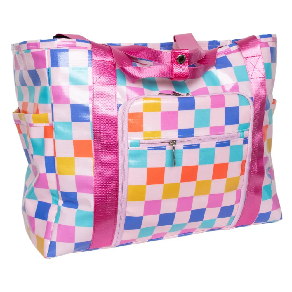 Multicolored Checkered Wholesale Foldable Large Tote Bag