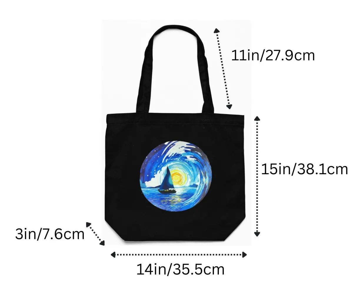 Premium Cotton Canvas Tote Bag- Boat Black