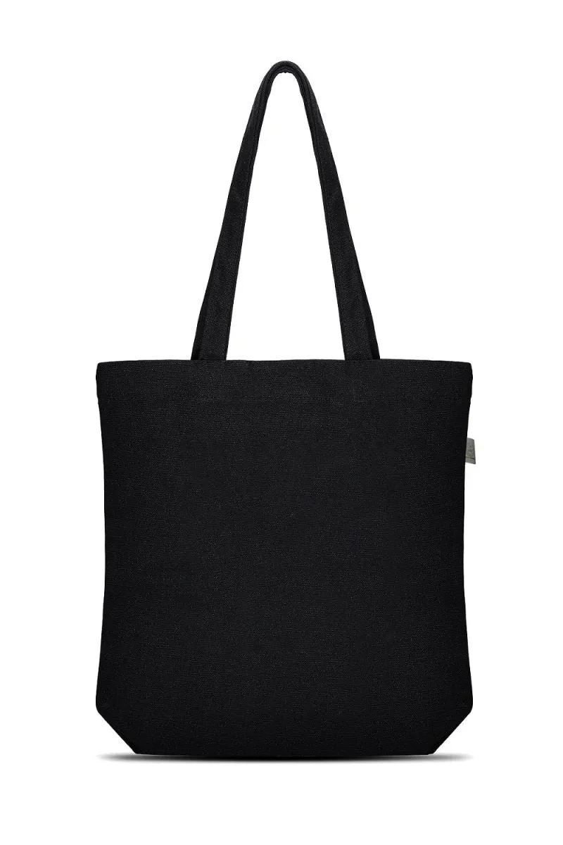 Premium Cotton Canvas Tote Bag- Peace & Love Black