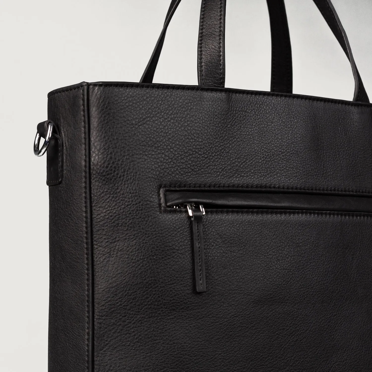 The Poet Black Leather Tote Bag