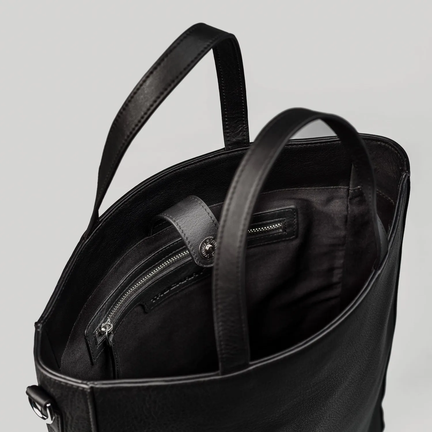 The Poet Black Leather Tote Bag