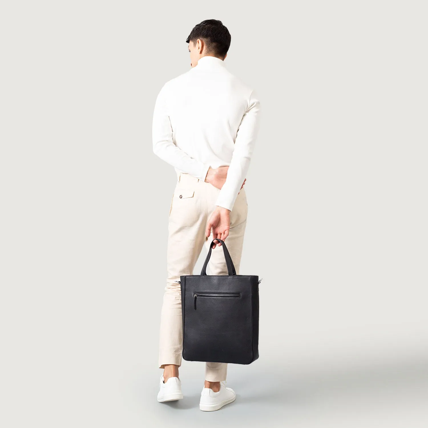 The Poet Black Leather Tote Bag