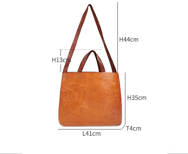 Vintage Tanned Leather Tote Handbags for Women 8903